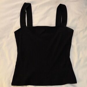Reformation Black Ribbed Cropped Tank